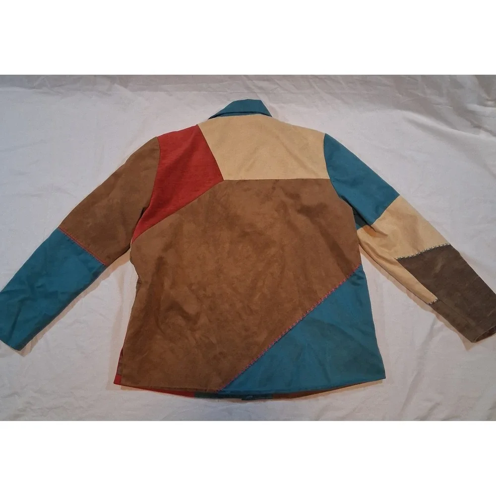 Vintage Koret Patchwork Jacket and Pants Set Womens Medium Teal Multi Embroidery
